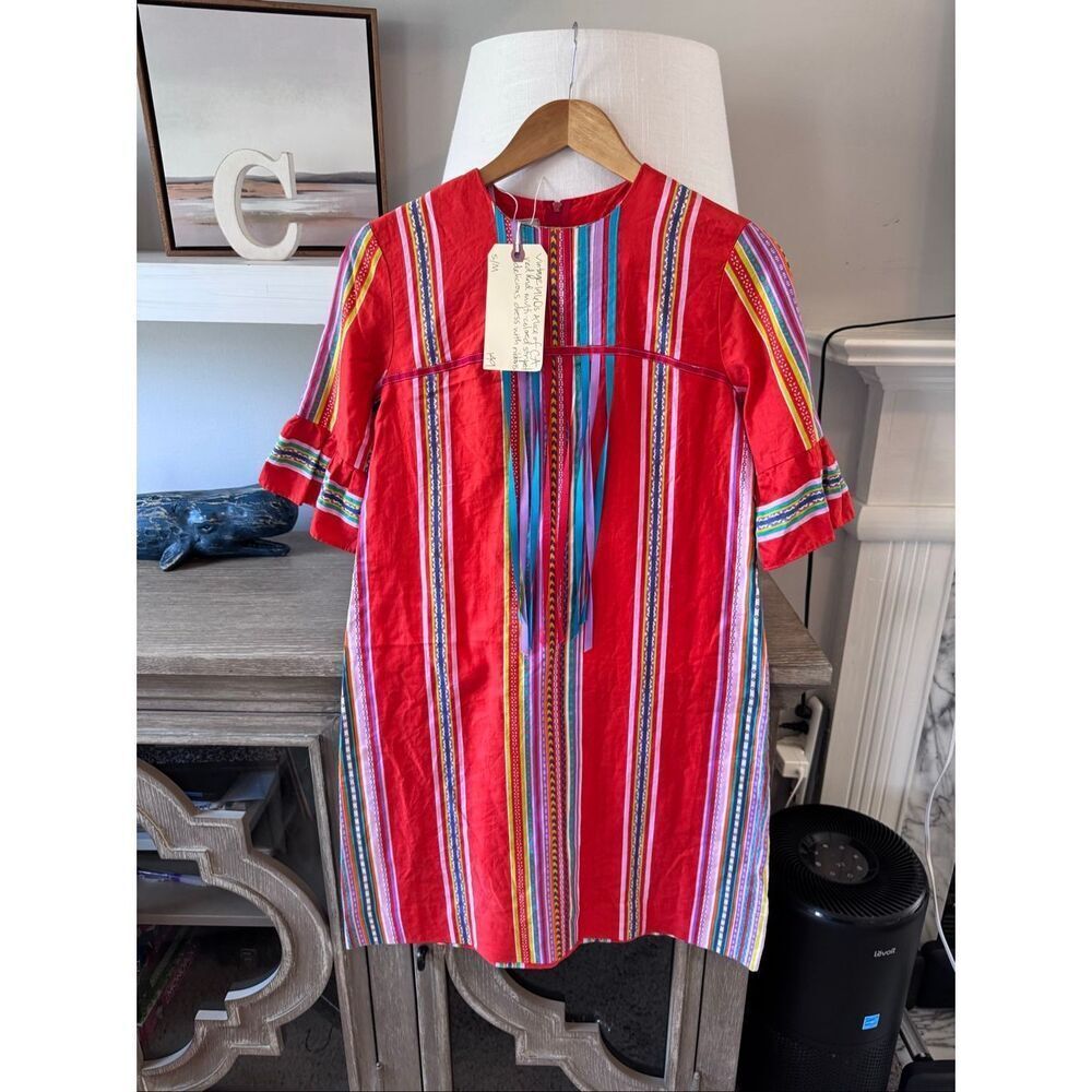 Vintage Alice Of California 1960s Red‎ Striped Dress Size S/M
